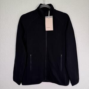 Icebreaker Elemental Jacket Womens Medium Zip Up Wool Blend Black Sweater NEW